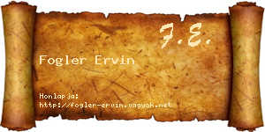 Fogler Ervin névjegykártya