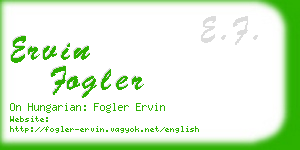 ervin fogler business card